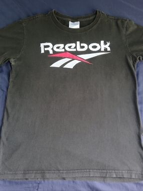 Reebok Black Tee with White and Red Logo Size 10-12